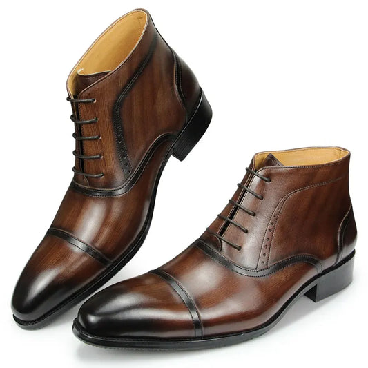 Luxury Men Genuine Leather Ankle Boots Fashion Casual Zapatos De Hombre Suit Work Safety Pointed Toe Cool Trendy Boot Customized