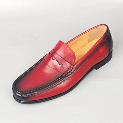 Luxury Men Penny Loafers Genuine Leather Slip On Black Casual Business Dress Shoes Mens Wedding Party Office Fashion Shoes