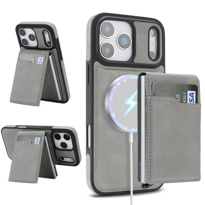 Magnetic Wallet Phone Case for iPhone 13 14 15 16 17 Pro Max, Wireless Charging Foldable Stand, Card Holder Protective Cover