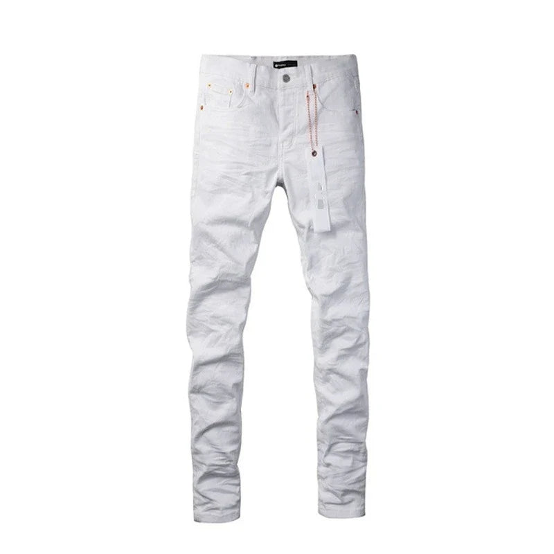 Spring New Men's White Skinny Jeans High Quality Slim Fit Trousers Streetwear Hip Hop Style Casual Fashion Stretch Denim Pants