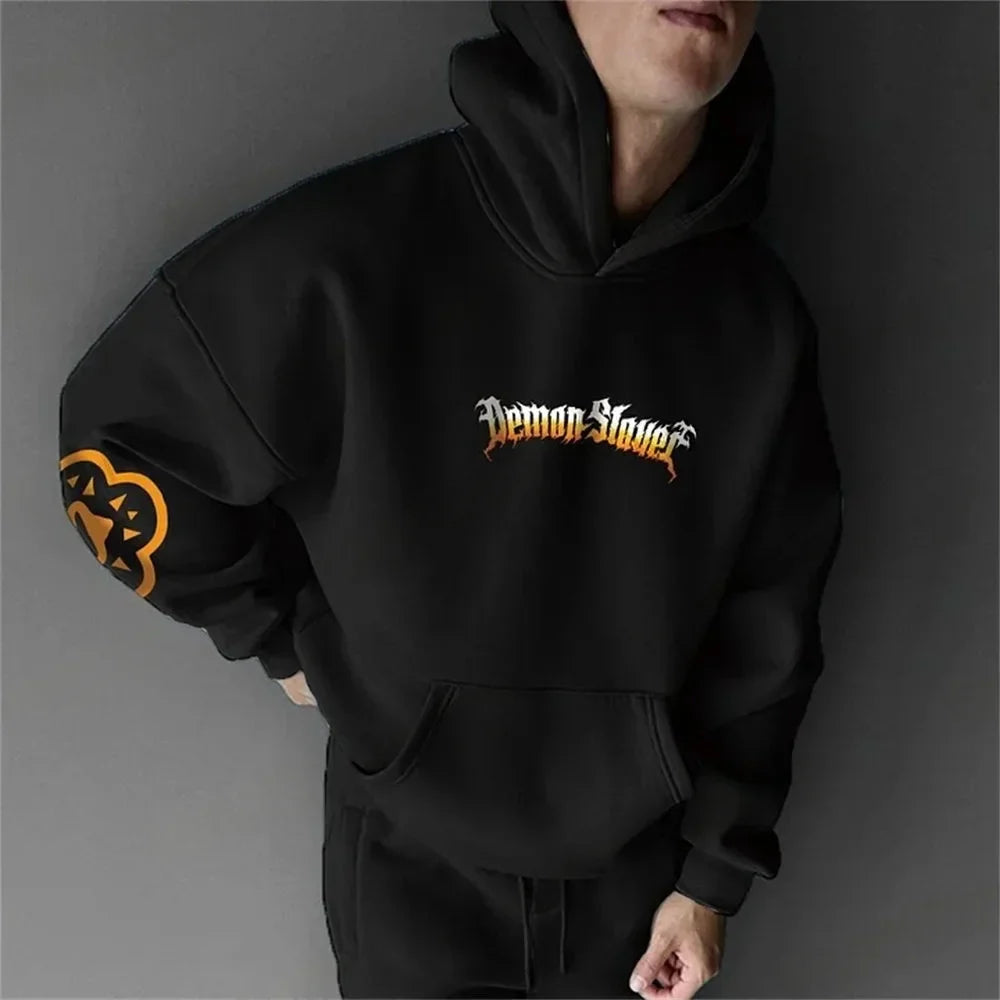 Demon Slayer Men's Hoodie Sweatshirt Zenitsu Agatsuma Japanese Anime Spring and Autumn Boys' Long-sleeved Parent-child Outfit