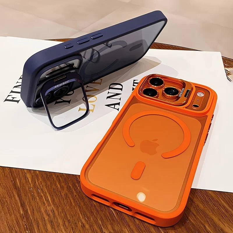 Luxury for Magsafe Magnetic attraction Bracket Case for IPhone 17 16 15 13 12 Pro Max Lens Holder Protection Clear Cover