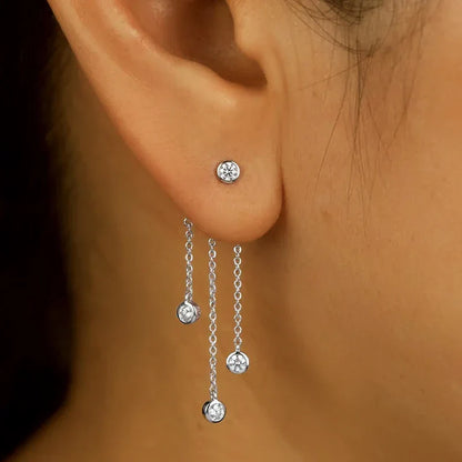 New 3mm 2 Ways To Wear  Moissanite Bubble Tassel Drop Earrings for Women Wedding Engagement Jewelry S925 Sterling Silver