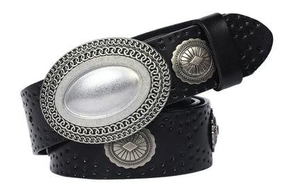 3.8CM Heavy Metal Rivet Men Real Genuine Leather Belt Men Smooth Buckle Stud Punk Jeans Belts For Jeans Strap Rock Cowboy