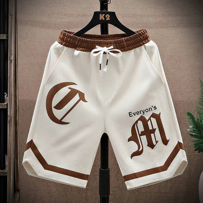 2025 Summer Men's Running Shorts Casual Jogging Sport Short Pants patchwork Print Drawstring Loose Dry Gym Sports Shorts