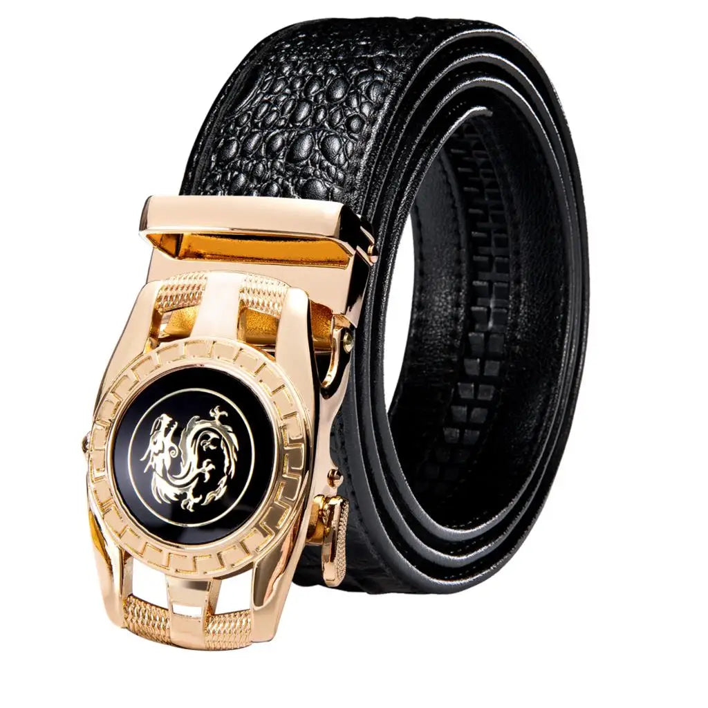 Crocodile Designer Luxury Genuine Leather Belts for Men Casual Jeans Belt Strap Gold Automatic Buckle Black Belt PD-2036