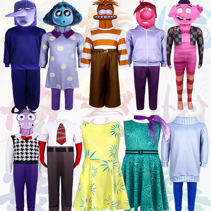 NewAnime Movie Inside Out Joy Cospaly Costume Joy Anger Fear Cos Outfits For Adult Halloween Stage Performance Costume