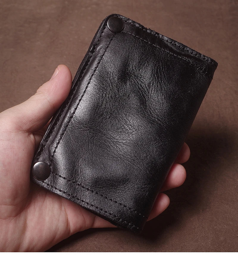 Luxury Brand Men's Genuine Leather Wallet High Quality Vintage Bifold Money Clip Credit Card Holder with Zipper Coin Pocket