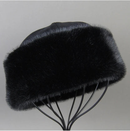 Hot Sale Faux Mink Fur Hat Winter Genuine Baseball Cap Russia Fashion Elegant Lady Warm Faux Fur Ball Straw Hat