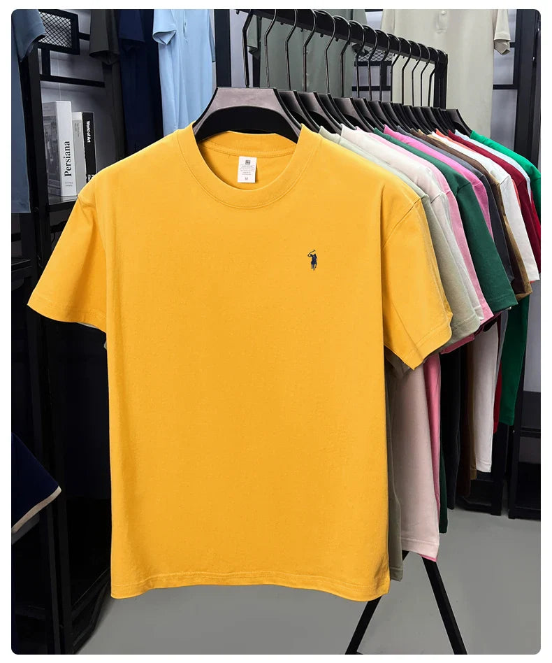 100% cotton high-end short sleeve T-shirt summer designer brand pony embroidery round neck top fashion casual golf men's wear