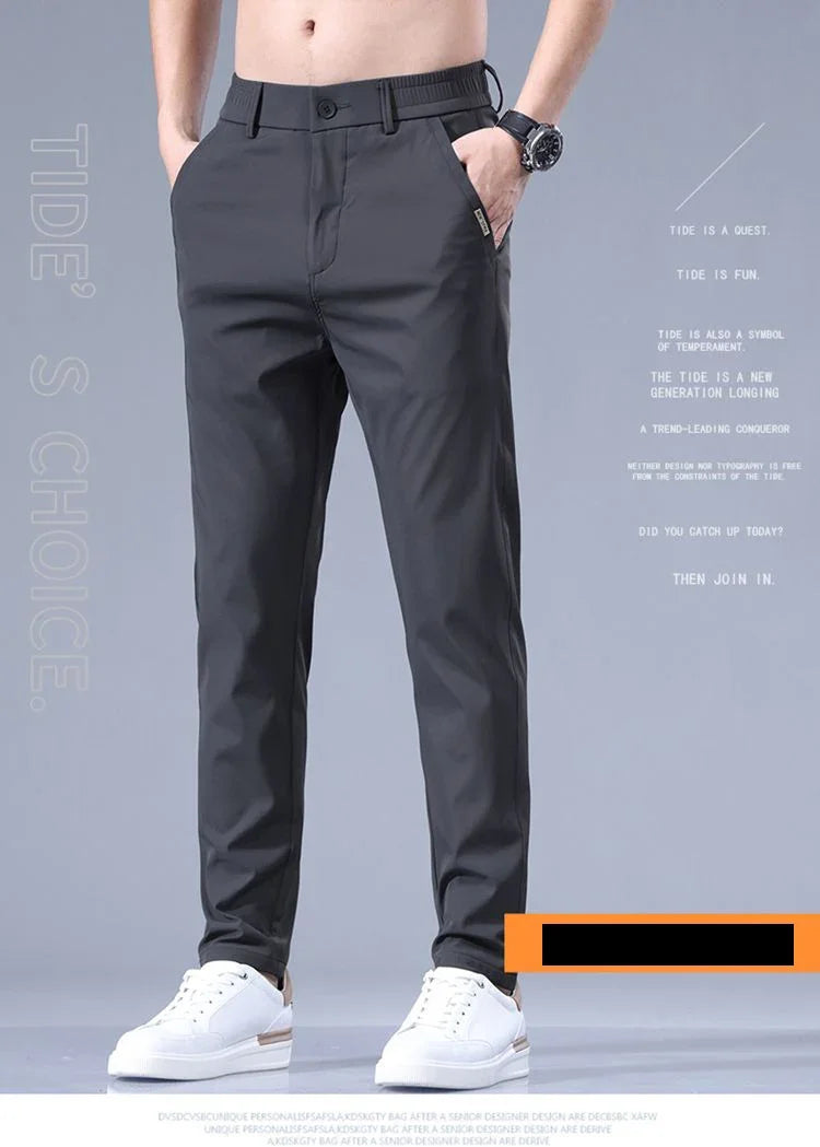 2026 Men's Summer Casual Pants Thin Ice Silk Men's Pants Fashion Straight  Elastic Men's New Pants Men's Pants