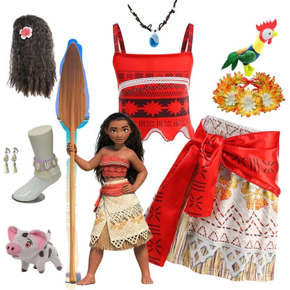Newest Movie Disney Princess Moana 2 Dress Girls Cosplay Vaiana Carnival Party Ocean Adventure Costume Kids Fancy Clothes Outfit