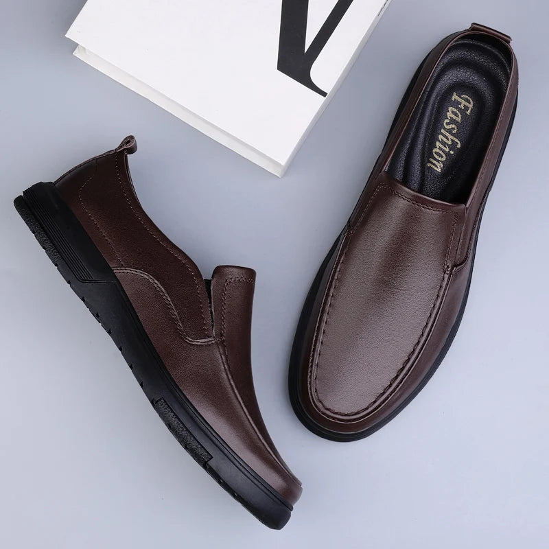 Genuine Leather Men Loafers Handmade Mens Casual Shoes Business Dress Flats Breathable Moccasins Luxury Brand Man Driving Shoes
