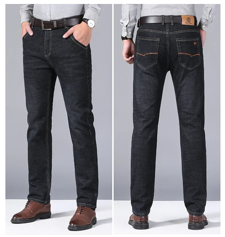 Brand 2026 New Men's Slim Elastic Jeans Fashion Business Classic Style  Denim Pants Trousers Male