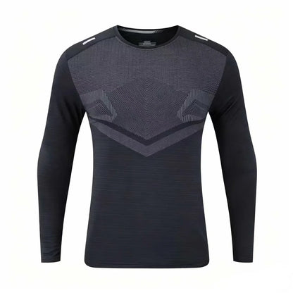 Loose-fit men's plain quick-dry breathable ice silk long-sleeve T-shirt for summer fitness and sports