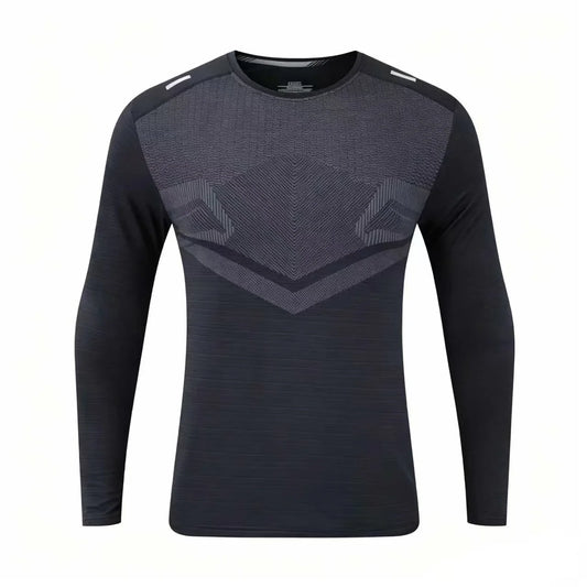 Loose-fit men's plain quick-dry breathable ice silk long-sleeve T-shirt for summer fitness and sports