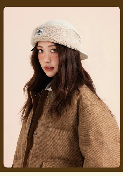 Versatile Retro Bomber Hats Fleece-Lined Warm Corduroy Caps Windproof Earflap Lei Feng Caps Autumn Winter Men Women Wear