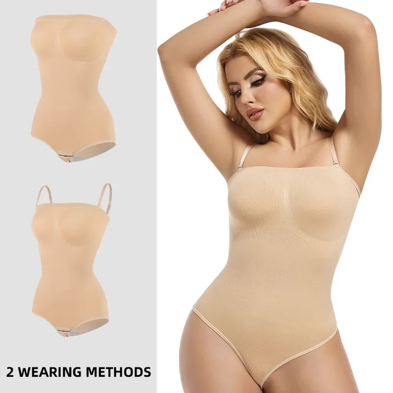 Women Seamless Strapless Bodysuits Tude Tops Bodyshaper Compression Waist Trainer Shapewear Push Up Butt Lifter Backless Shaper