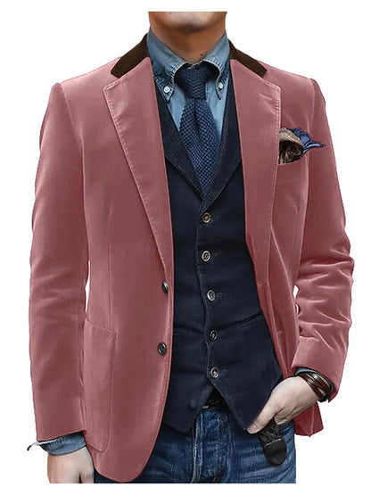 Vintage Red Velvet Suit Blazer For Men Elegant Casual Sports Jacket Man Jackets Mens Clothing Men's Male Coats