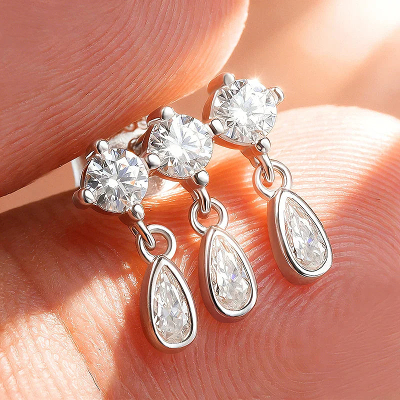 Pear Cut Full Moissanite Drop Earrings for Women Sparkling Luxury Quality Jewelry Wedding Party S925 Sterling Silver