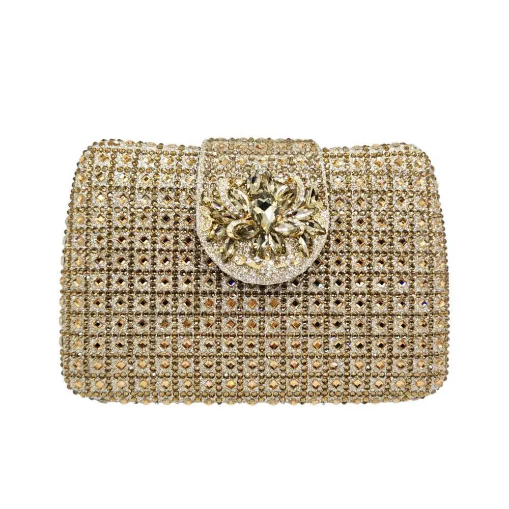 Sparkling Rhinestone Clutch Bag Lady Crystal Evening Purse Luxury Metal Handle Chain Handbag Wedding Party Dinner Diamond Bags