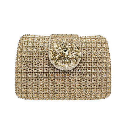 Sparkling Rhinestone Clutch Bag Lady Crystal Evening Purse Luxury Metal Handle Chain Handbag Wedding Party Dinner Diamond Bags