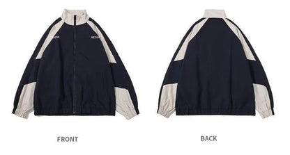 Men High Street Patchwork Color Black Windbreaker Coats Hip Hop Varsity Jacket Women Spring Autumn Thin Fashion College Jackets