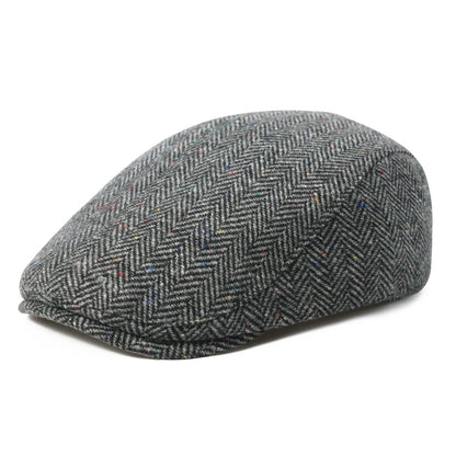 Men's Herringbone Flat Ivy Newsboy Hat Wool Blend Gatsby Cabbie Cap Winter Outdoor Hunting Cap