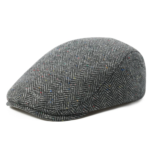 Men's Herringbone Flat Ivy Newsboy Hat Wool Blend Gatsby Cabbie Cap Winter Outdoor Hunting Cap