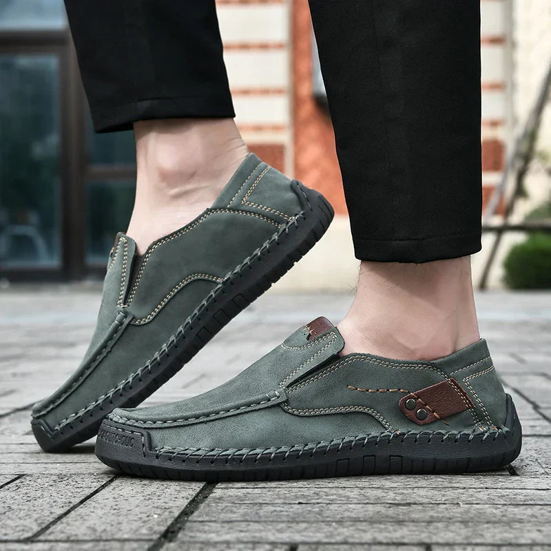 Handmade Leather Men Shoes Casual Comfortable Slip On Loafers Men Leather Shoes Flats Moccasins Walking Shoes