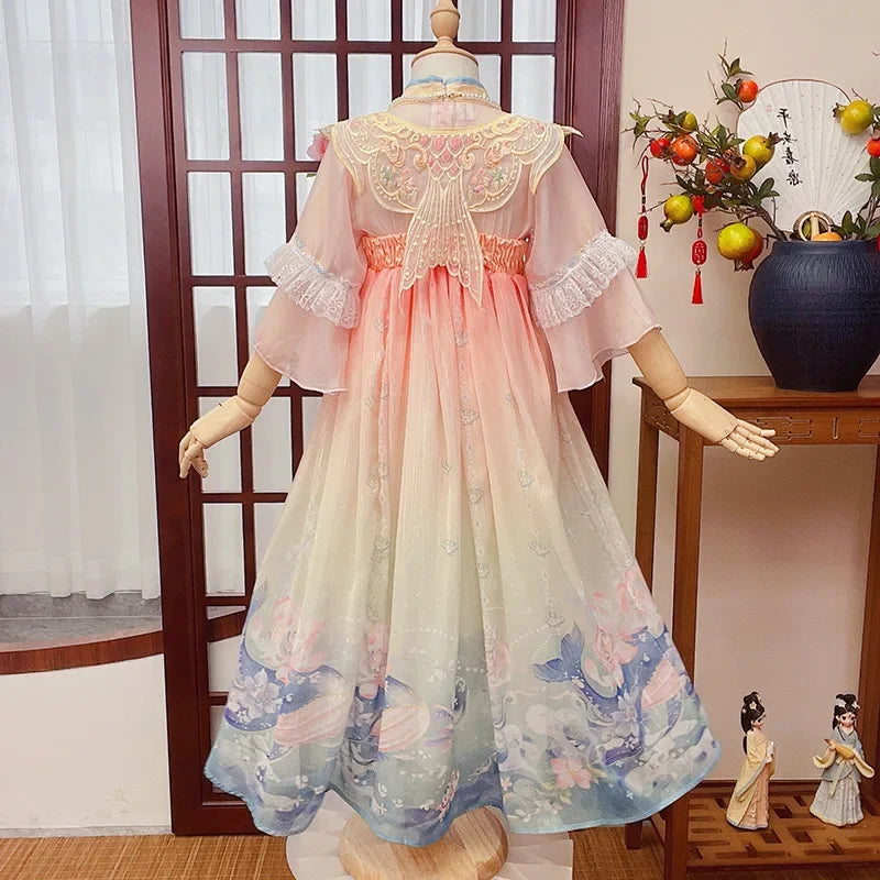 Girl Modern Hanfu Chinese Style Dress Halloween Fairy Kids Clothes Vestidos Traditional Cosplay Children Costume Girls Dresses