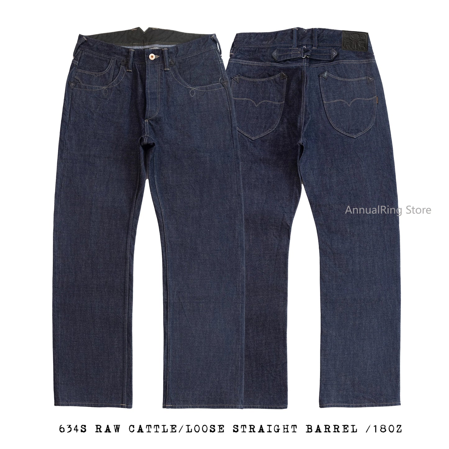 Red Tornado NOIR 18oz Indigo Selvedge Denim Jeans One-wash with Cinch-Back and Arcuate Stitching