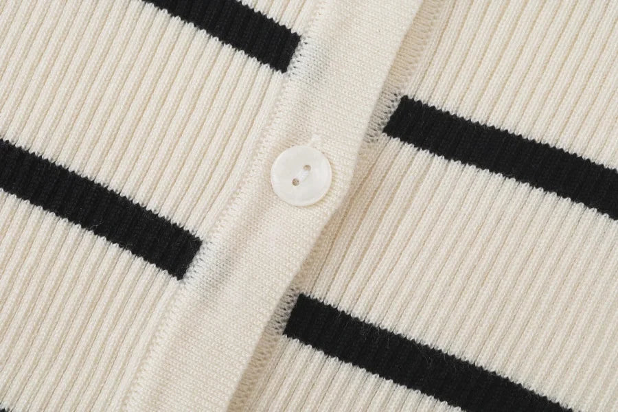 AS AW25 stripe knitting cardigan + sleeveless patch dress maxi matching set for woman clothing