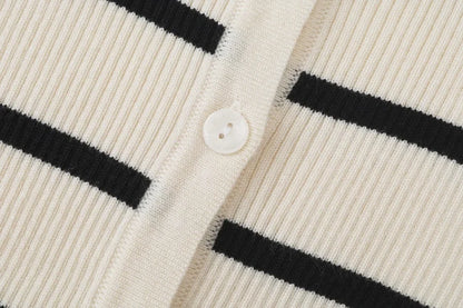 AS AW25 stripe knitting cardigan + sleeveless patch dress maxi matching set for woman clothing