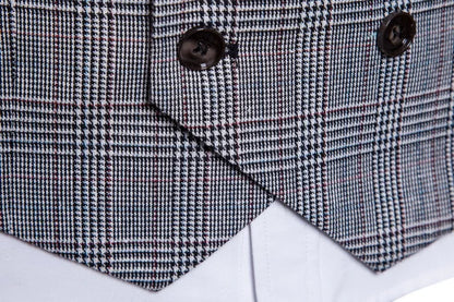 New Men's Checkered Vest, Male Casual Business Suit Vest, Plus Size British-Style  Four Seasons Double Breasted Slim Fit Vest