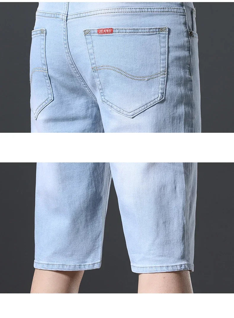 2025 Summer Brand Stretch Thin Bermuda Masculina Cotton Denim Jeans Jorts Men Knee Length Soft Ropa Hombre Shorts