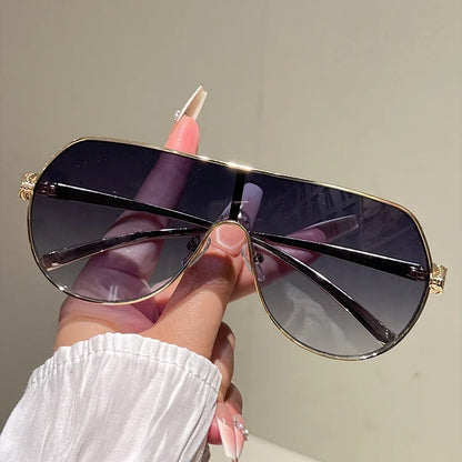 Men New Fashion Metal Rim Monoblock Outdoor Shades Women Trendy Luxury Brand Design Sun Glasses Oversize Pilot Sunglasses