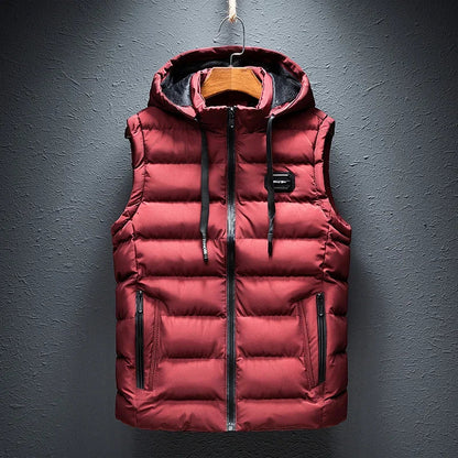 New Hooded Casual Vest Jacket for Men Autumn Winter Warm Sleeveless Jacket Fashion Comfortabel Zipper Waistcoat Plus Size M-6XL