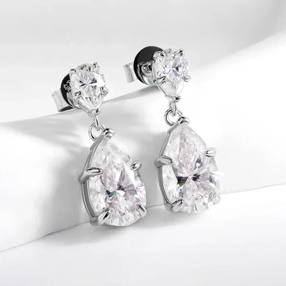 7cttw Pear Cut 100% D Color Full Moissanite Drop Earrings for Women Top Quality 925 Sterling Silver Plated 18k Jewelry