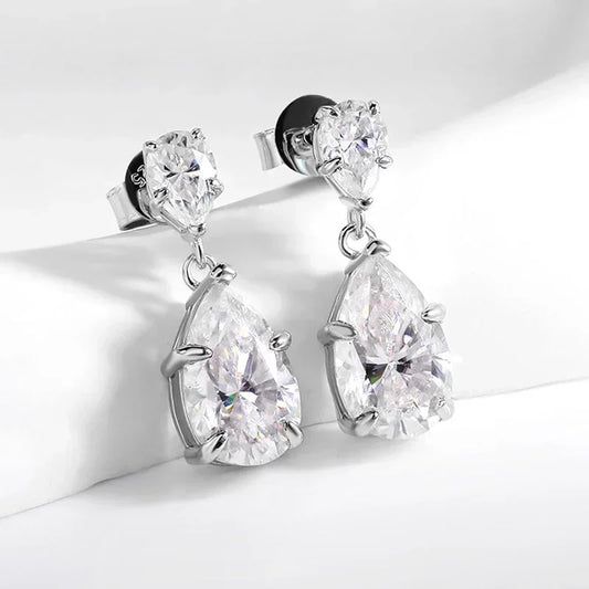 7cttw Pear Cut 100% D Color Full Moissanite Drop Earrings for Women Top Quality 925 Sterling Silver Plated 18k Jewelry