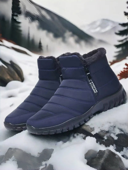 Plus Size Men Winter Thermal Cotton Shoes Double Zipper Light PU Sole Warm Fur Lining Anti-slip Waterproof Ankle Snow Boots