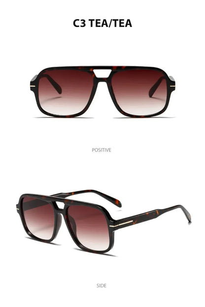 Double Bridge Square Aviator Sunglasses - UV400 Vintage Pilot Style, Retro Classic Sun Glasses for Men Women Unisex