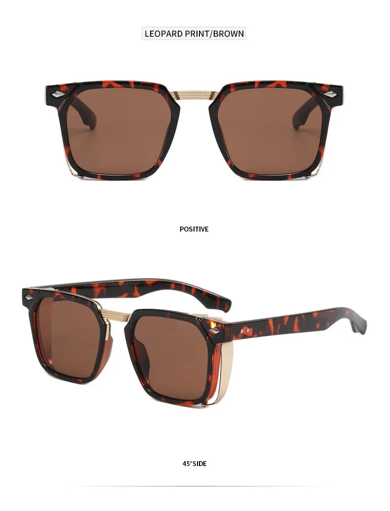 2023 Fashion Punk Sunglasses For Men Vintage Square Steampunk Glasses Luxury Sunglasses Women Trending Sonnenbrille Gafas De Sol