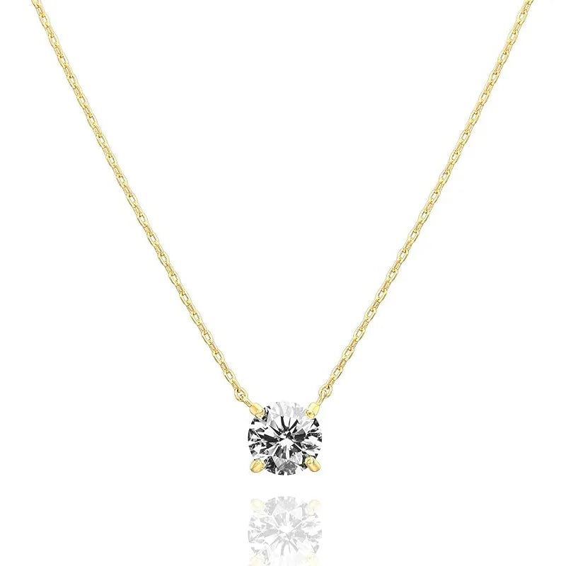 14K Gold Filled Solitaire 4mm/5mm Moissanite Pendant Necklace D Color Sparkling Classic Lab Diamond Necklaces For Women