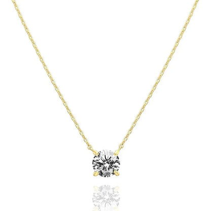 14K Gold Filled Solitaire 4mm/5mm Moissanite Pendant Necklace D Color Sparkling Classic Lab Diamond Necklaces For Women
