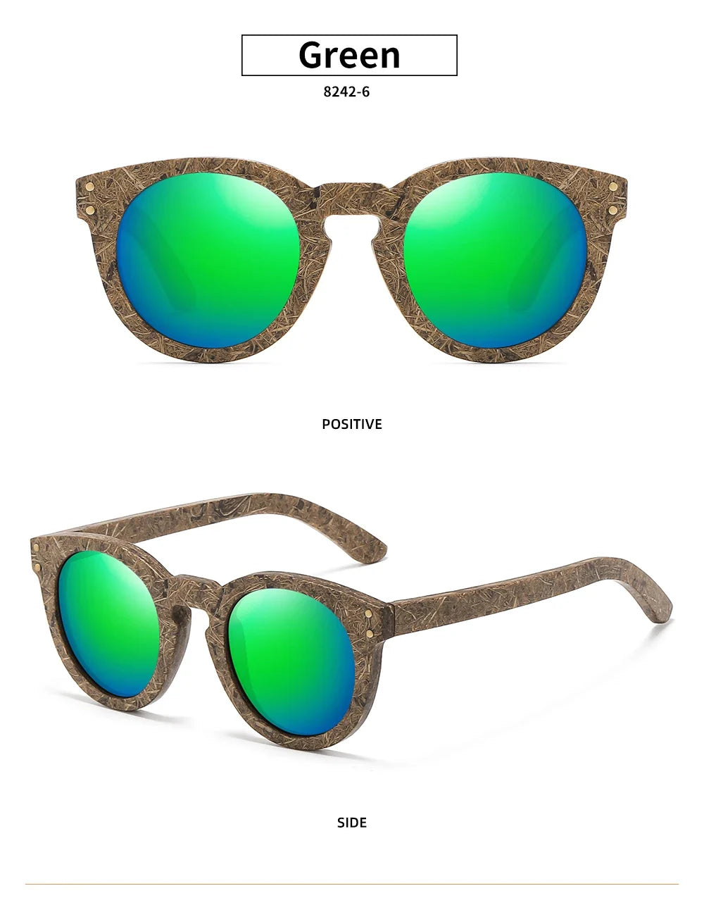 Brand coconut fiber sunglasses Eco-friendly  new wood,made  polarized UV400 protection natural degradation glasses 8242
