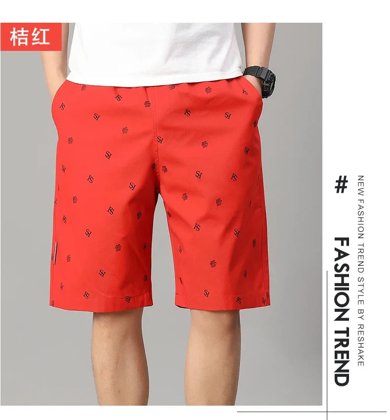 Men's Cotton Print Shorts Streetwear Casual Cotton Workwear Summer Breathable Fitness Knee Shorts Sports Shorts Sweatwear 6XL