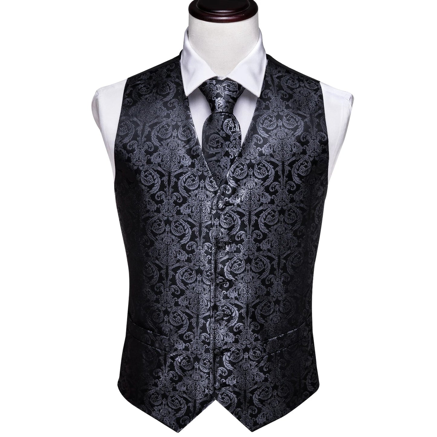 Green Suit Vest Men Paisley Waistcoat Plaid Silk Tie Handkerchief Cufflinks for Wedding Summer Vests Tuxedo MJ-2004 Barry.Wang