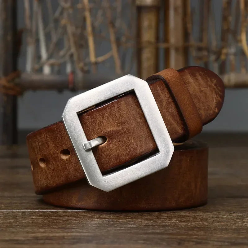 3.8CM Thick Cowhide Genuine Leather Casual Jeans Belt Men High Quality Stainless Steel Buckle Luxury Male Strap Cowboy Cintos
