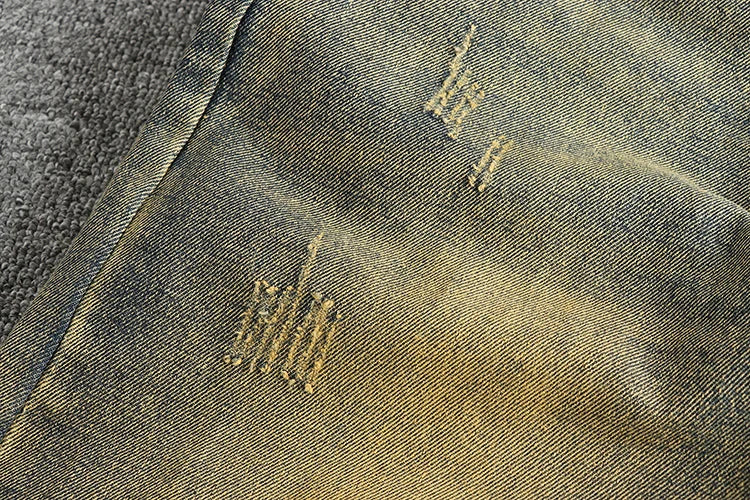 Do old wash retro American trend jeans men's catwhiskers embroidery craft comfortable straight leg casual pants